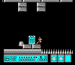 [Image of Mario between a Thwomp and a spike pit, with a ghost following him]