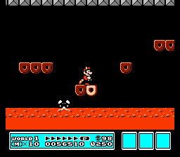 [Image of Mario on a small unstable platform above a lava pit]