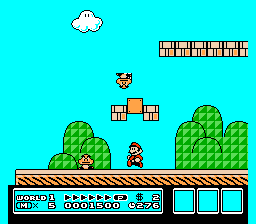 [Image of Mario hitting a mystery block in World 1–1]