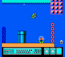 [Image of Frog Mario swimming past a pipe]