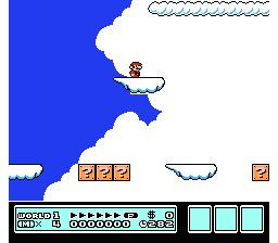 [Image of Mario standing among some cloud platforms]
