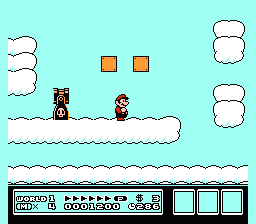 [Image of Mario on a cloud, next to an empty Bullet Bill Machine]