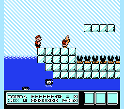 [Image of Mario on the surface of the ice level, next to a Koopa Troopa]