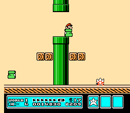 [Image of Mario in Kuribo’s Shoe, next to a Spiney]