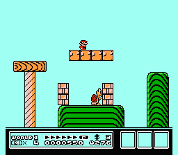 [Image of Mario standing on some Mystery Blocks, above a Koopa Troopa]
