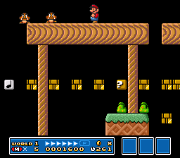 [Image of Mario next to some Goombas, on a platform at the top of the screen]
