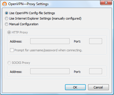 [OpenVPN Control Centre Proxy Configuration Dialog]